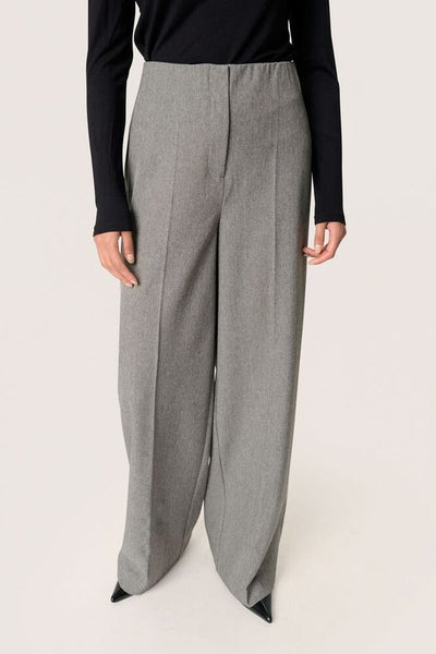 Soaked in Luxury SLLilu Corinne Wide Long Pants Grey Melange