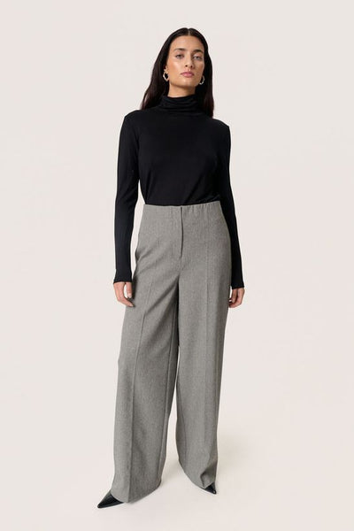 Soaked in Luxury SLLilu Corinne Wide Long Pants Grey Melange