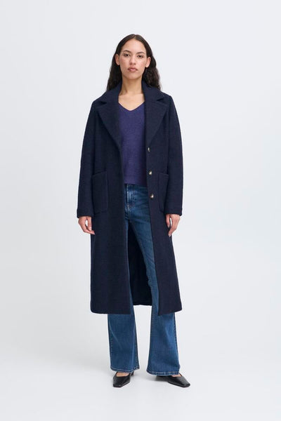 ICHI IHSTIPA COAT Navy