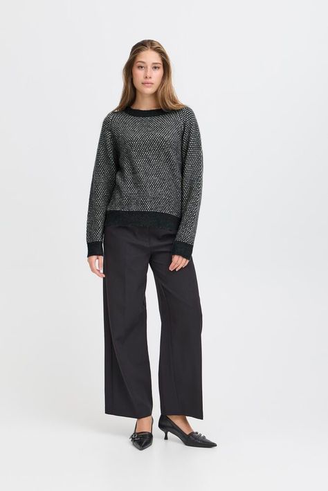 ICHI IHKAMARA LS20 knitted jumper-Total eclipse