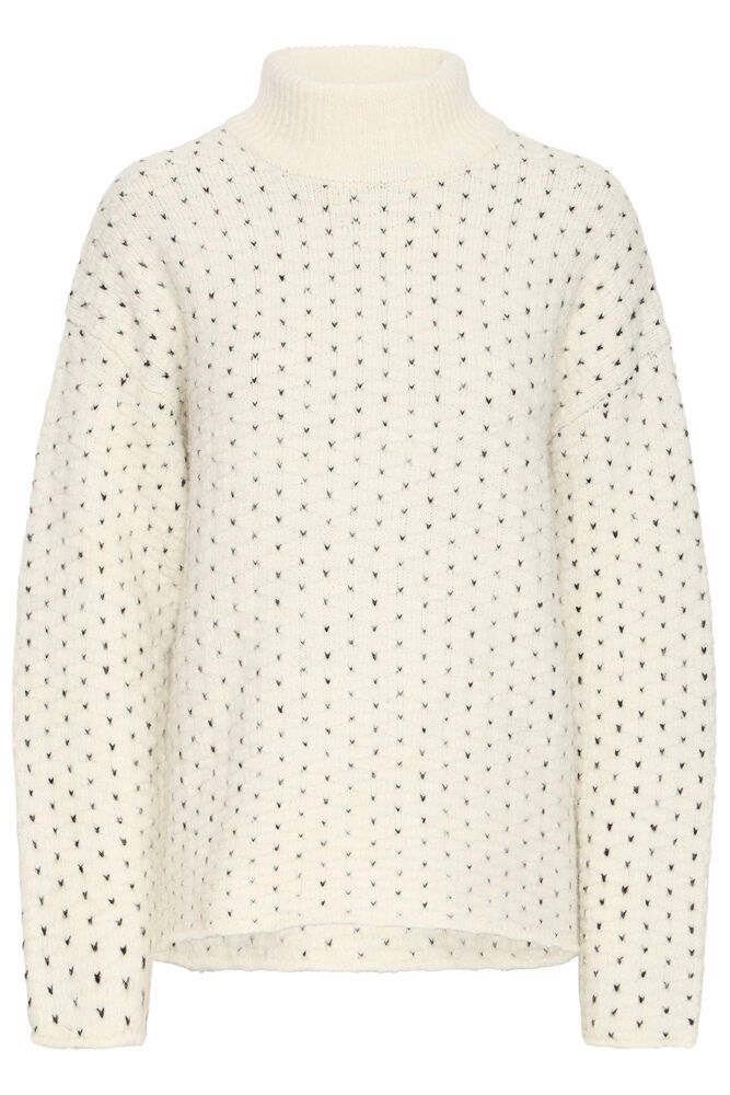 ICHI IHKAMARA LS19 knitted jumper Cream black spot