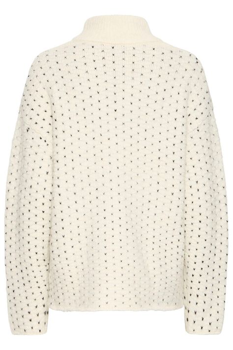ICHI IHKAMARA LS19 knitted jumper Cream black spot