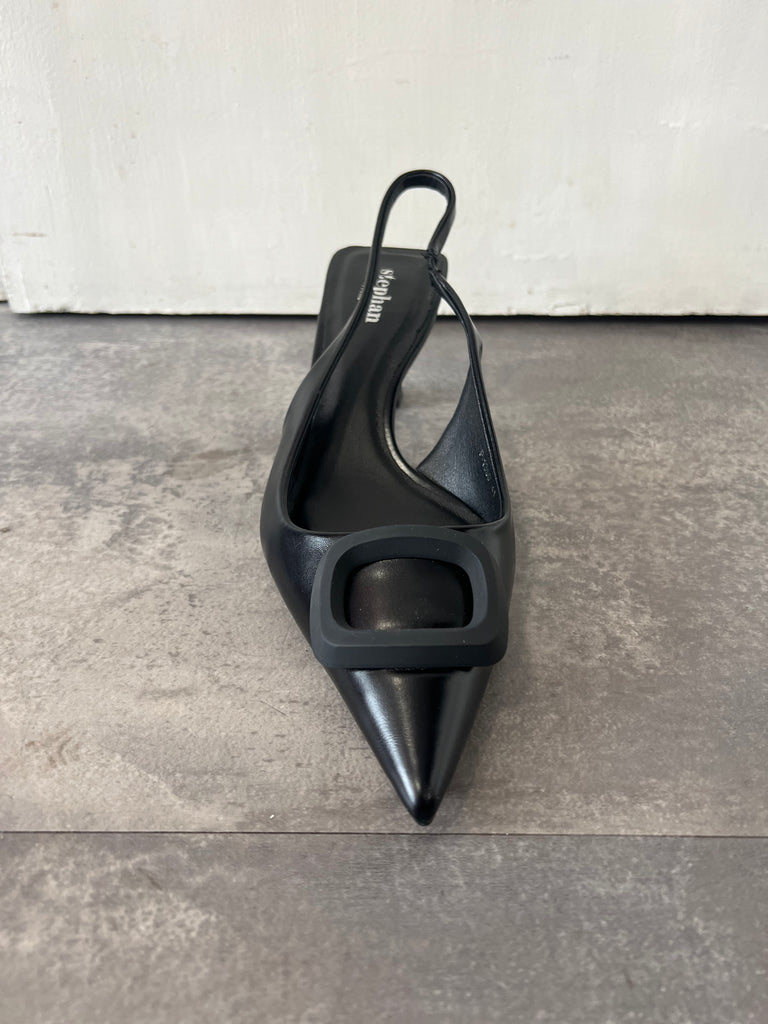 Stephan Pointed toe square detail sling back