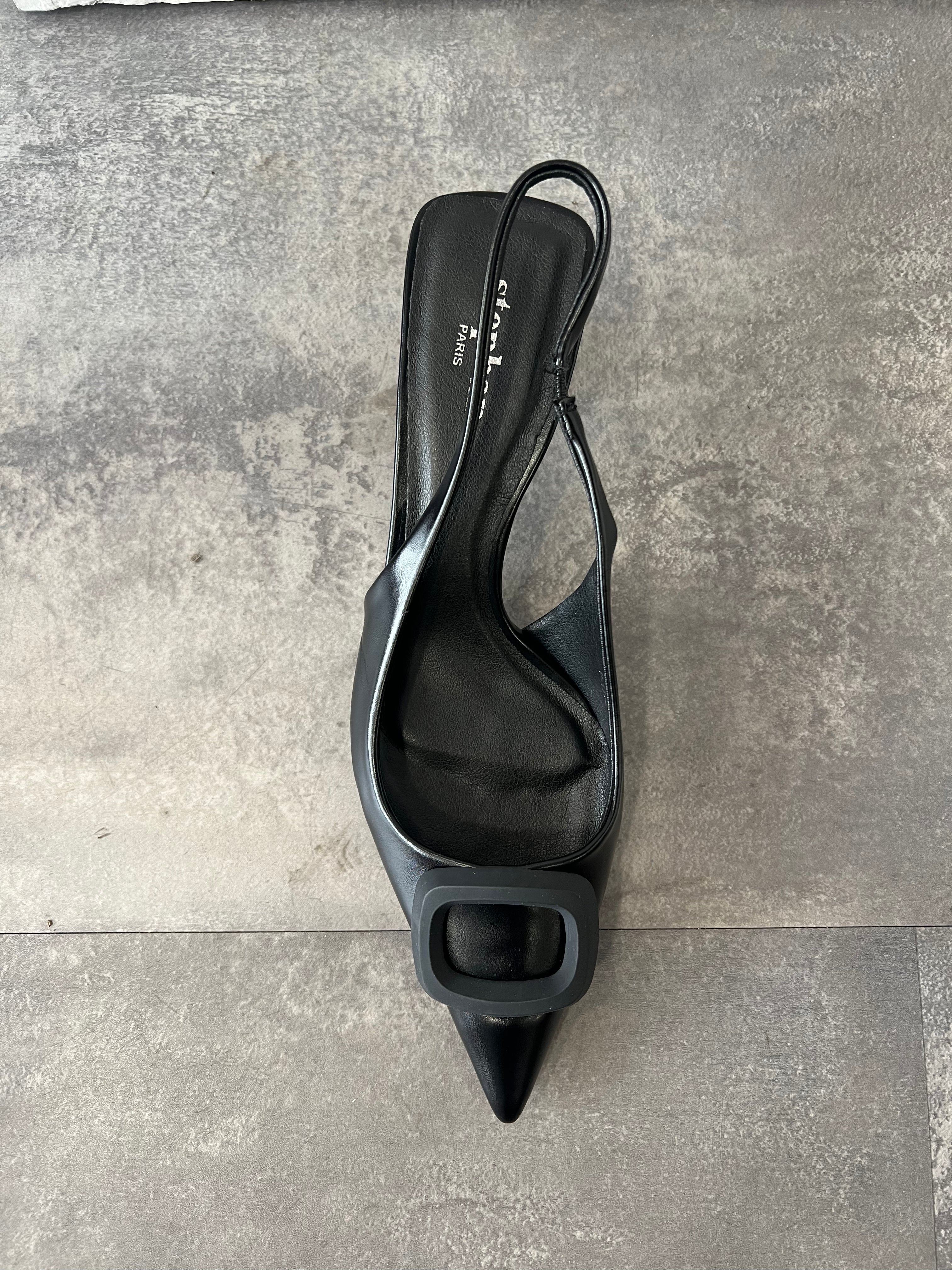 Stephan Pointed toe square detail sling back