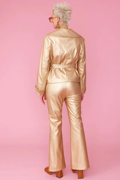 JAYLEY trench metallic maxi jacket gold
