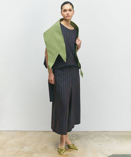 BIZE Embroidered Stripe Fleck Top