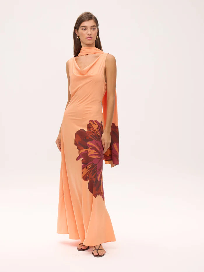 MIOH Marcia maxi. Waterfall neckline dress