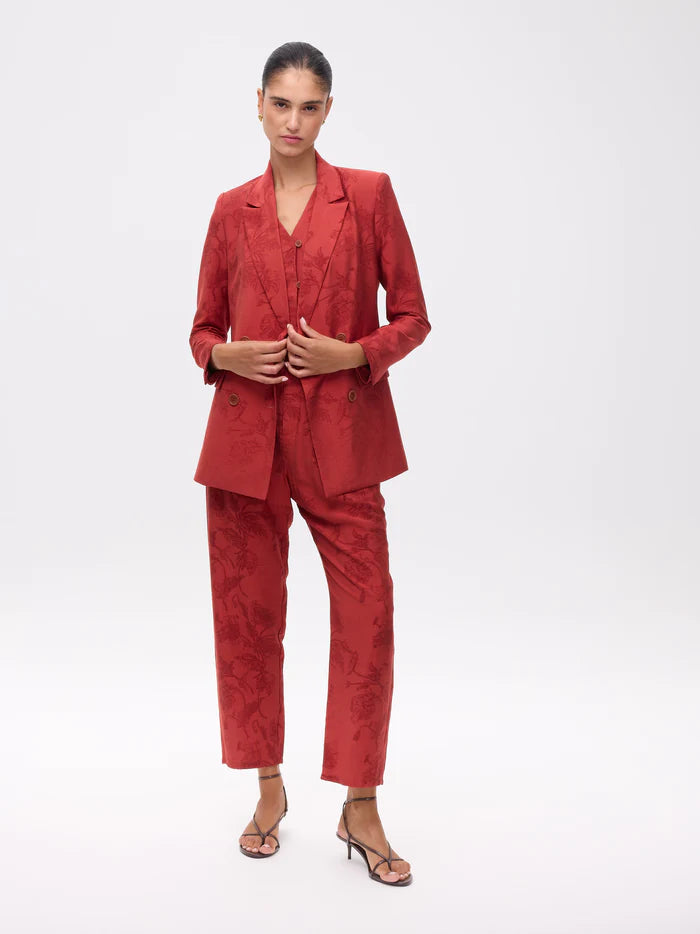 MIOH Montesco. Pleated trousers in botanical floral fabric