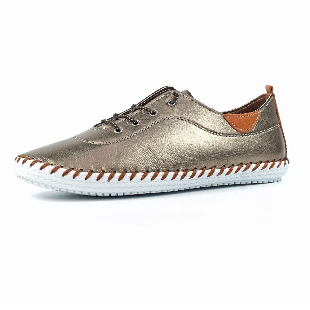 ST IVES LEATHER PLIMSOLE DARK GOLD