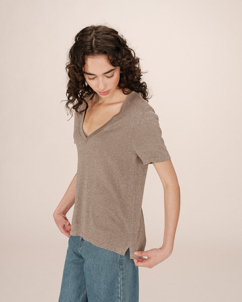 Grace & Mila Stardust Greige top