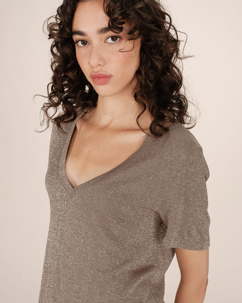 Grace & Mila Stardust Greige top