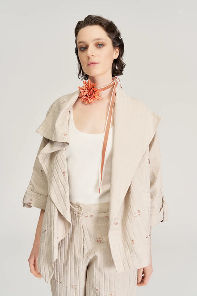 BIZE Casual Crinkle Jacket Beige