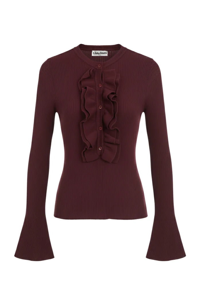 Libby loves Gracie Frill Top - Burgundy