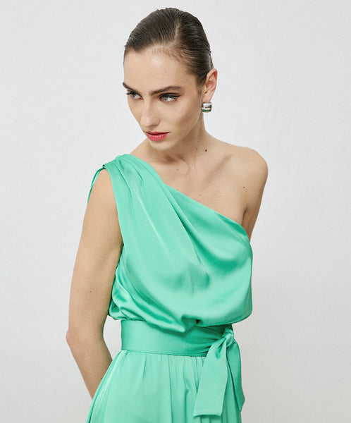 Access Fashion 3352 one shoulder maxi Blue