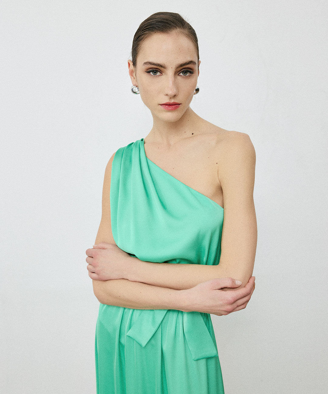 Access Fashion 3352 one shoulder maxi Blue