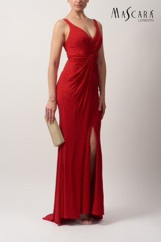 MASCARA MC16207 RED JERSEY DRESS