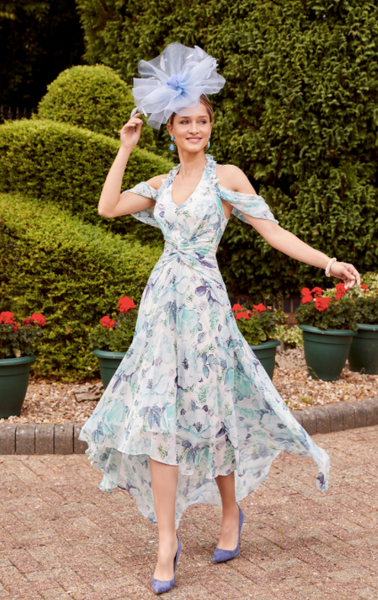 Veni infantino 29802 A line halter neck keyhole dress.