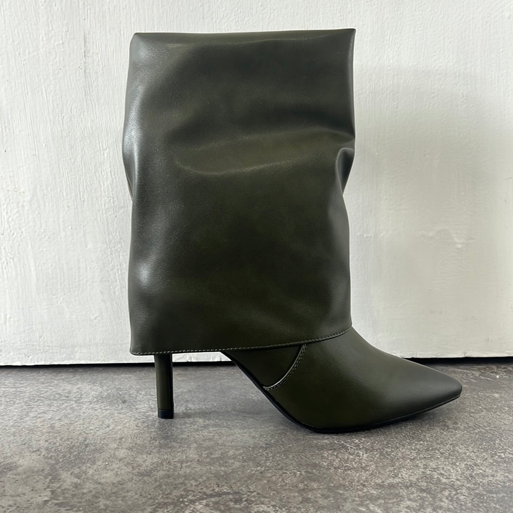 Fold over ankle  khaki boot