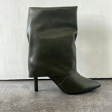 Fold over ankle  khaki boot