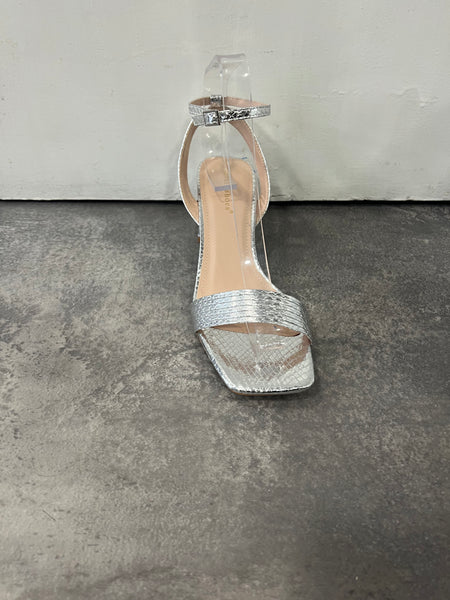 Ideal prom ankle strap prom shoe silver