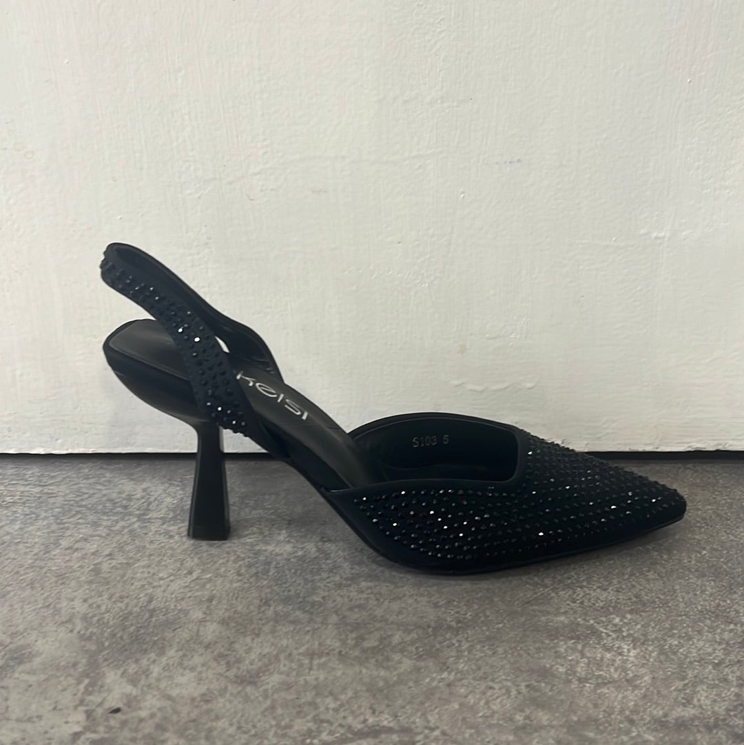 Diamanté slingback shoe black