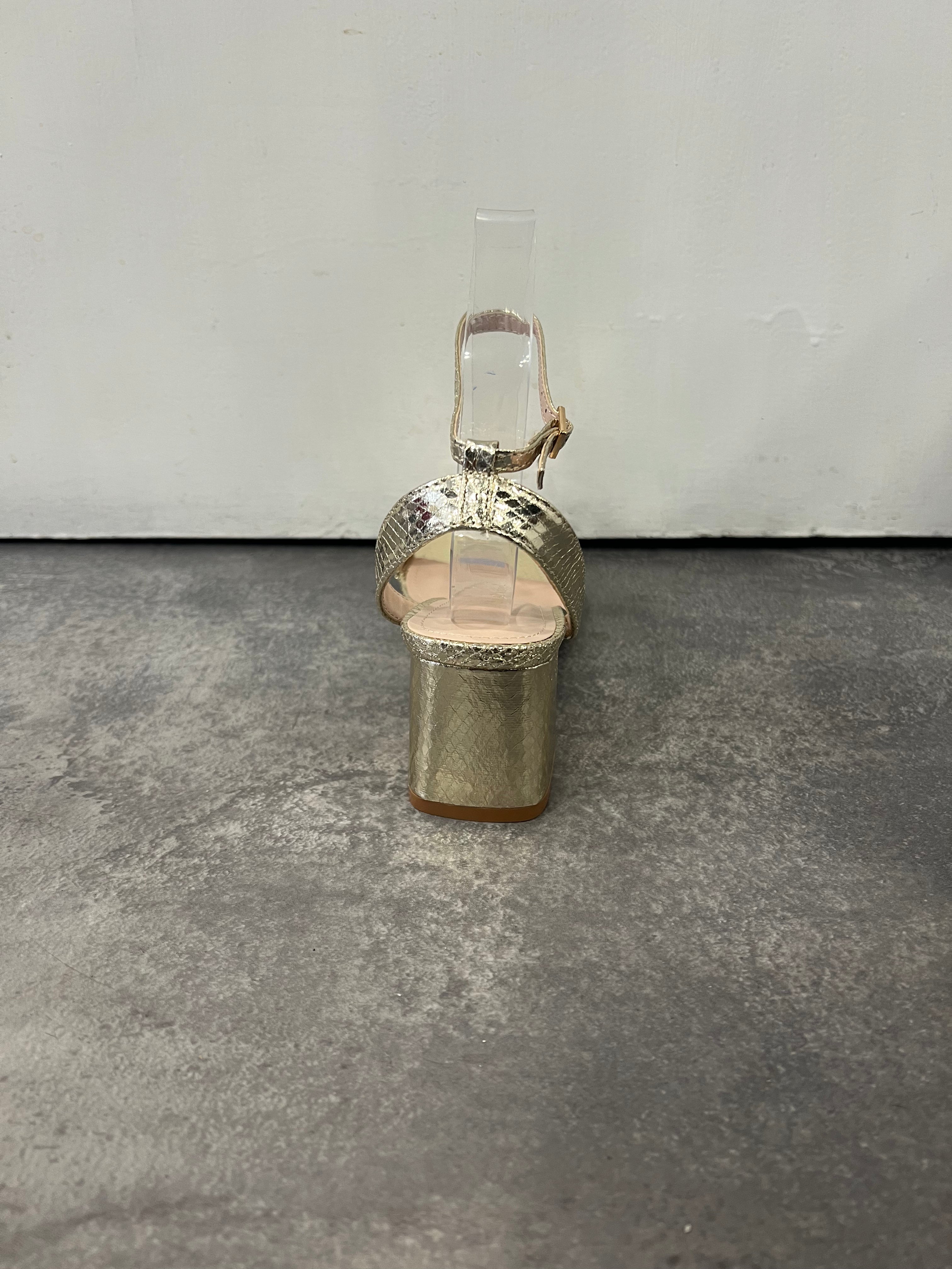 Ideal prom ankle strap prom shoe gold