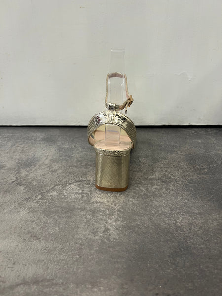 Ideal prom ankle strap prom shoe gold