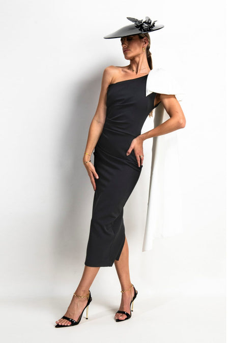 KEVAN JON KYOTO FLO PINK DELAUNEY SCUBA KNEE LENGTH DRESS