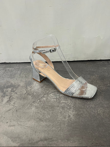 Ideal prom ankle strap prom shoe silver