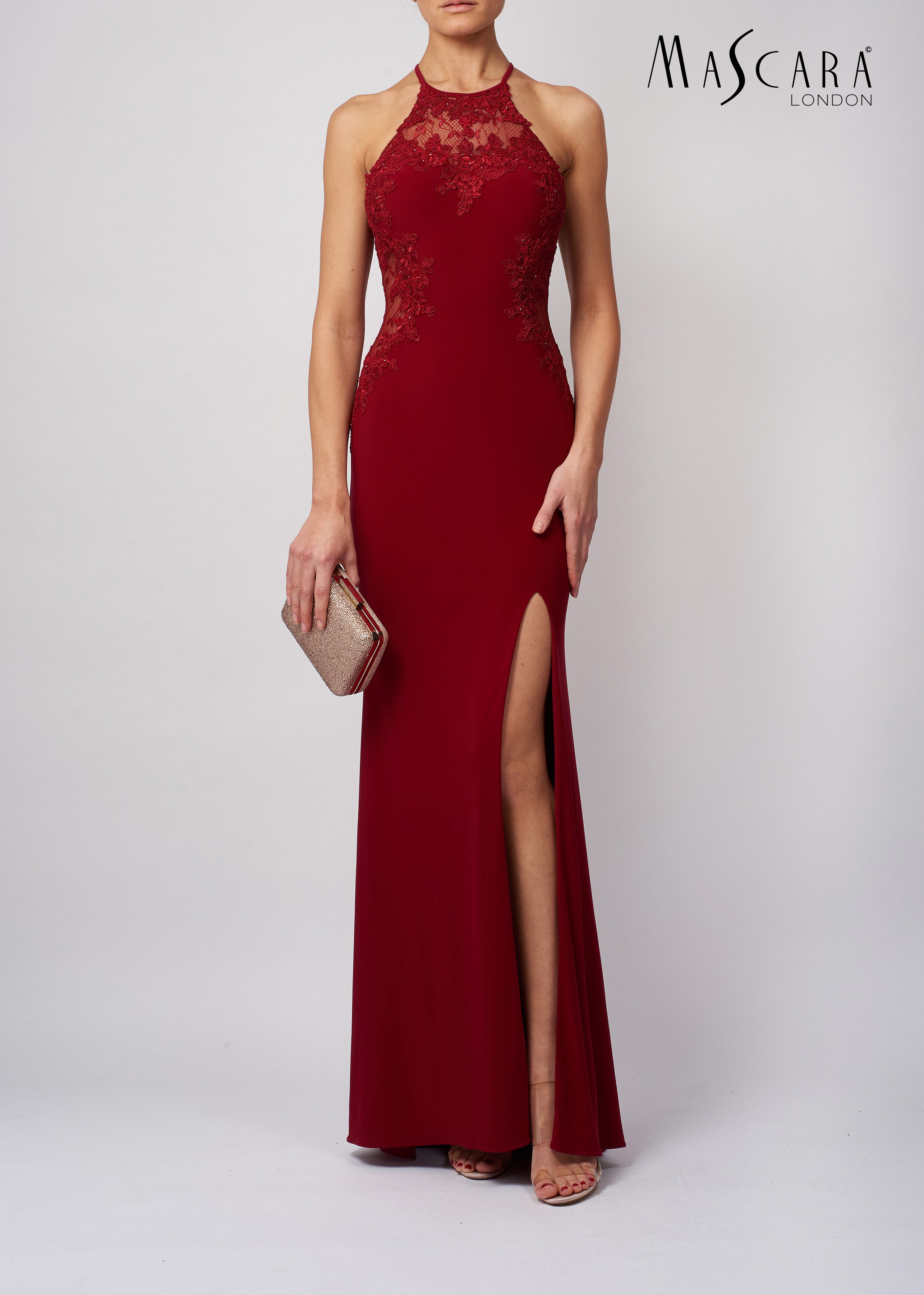Mascara Mc112939 Wine keyhole dress