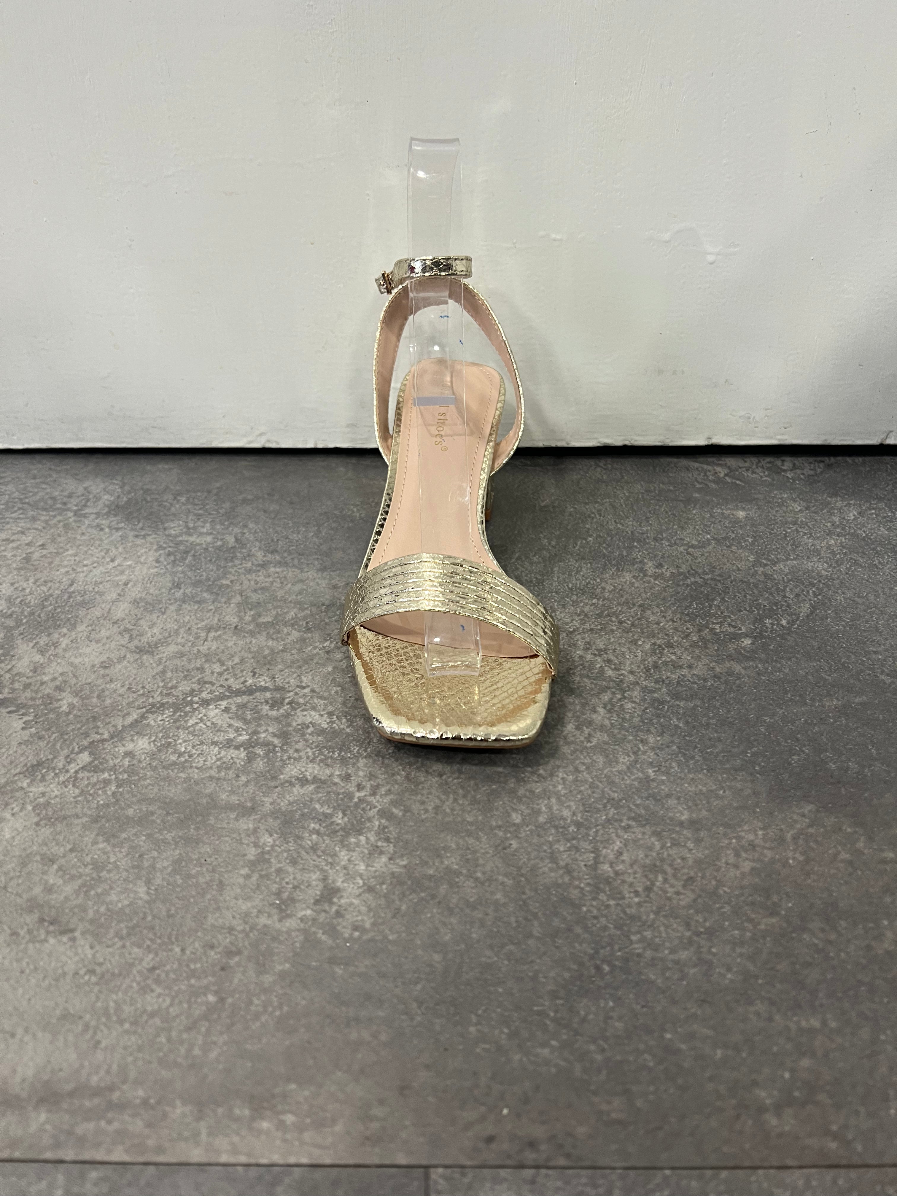 Ideal prom ankle strap prom shoe gold