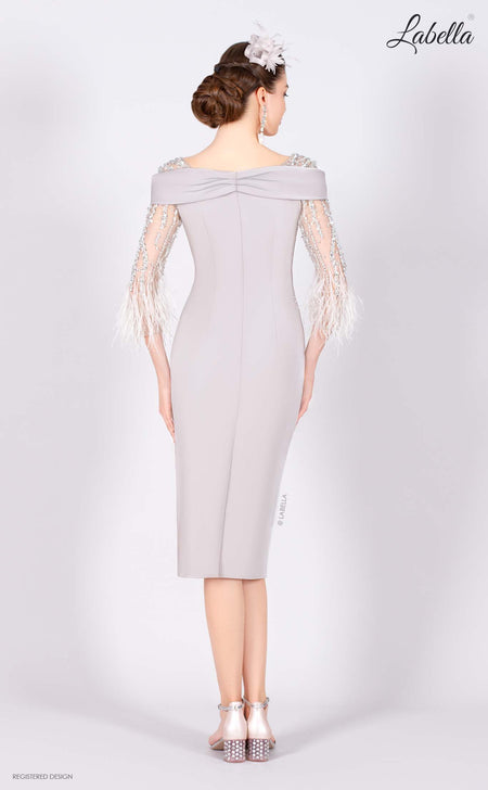 Labella by Gino Cerruti 8025E Feather Sleeve Dress lilac