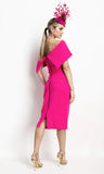 KEVAN JON KYOTO FLO PINK DELAUNEY SCUBA KNEE LENGTH DRESS