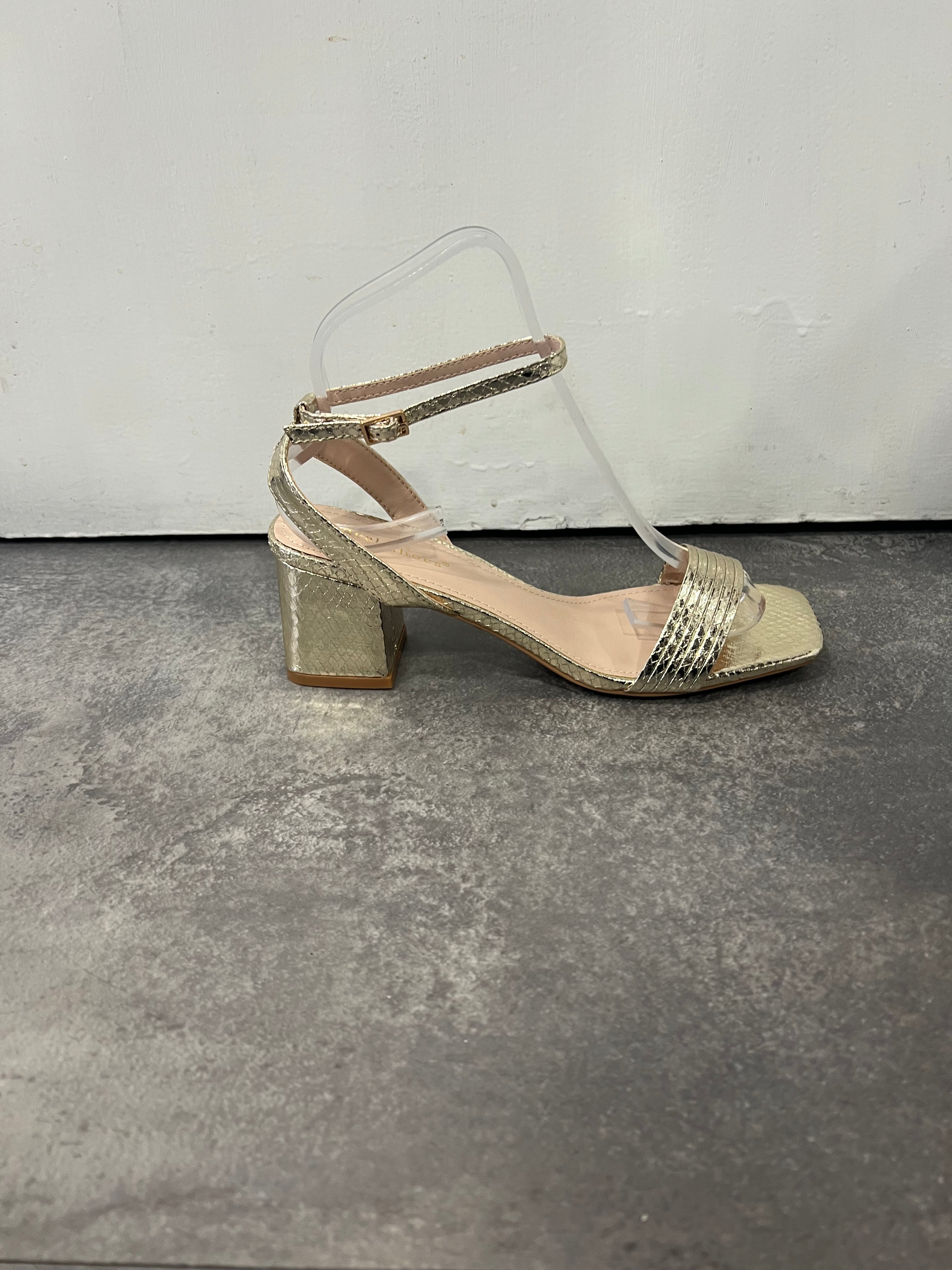 Ideal prom ankle strap prom shoe gold