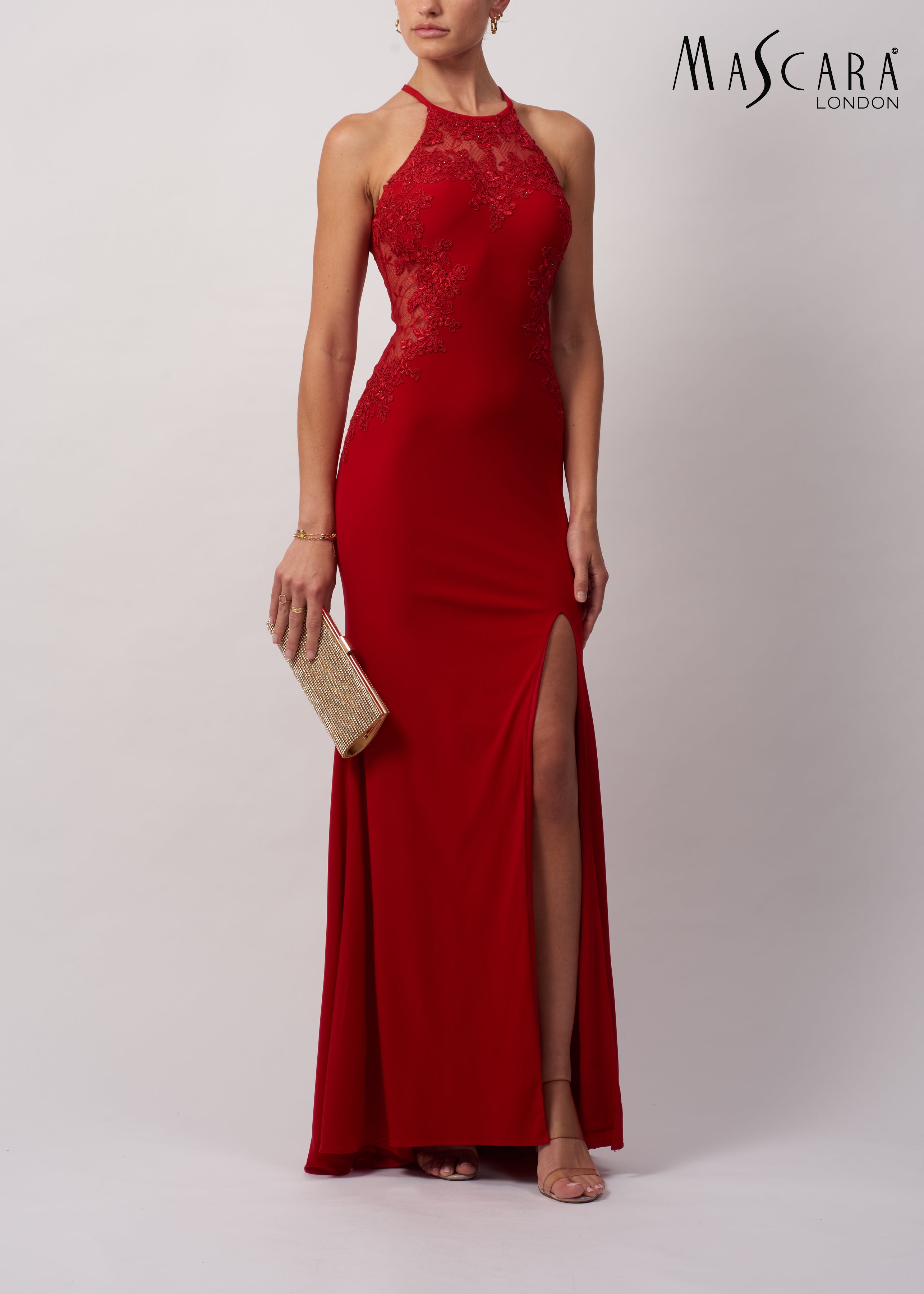 Mascara Mc112939 Red keyhole dress