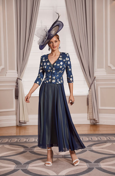 VENI INFANTINO 992042 Navy Leaf lace Jacket and Dress