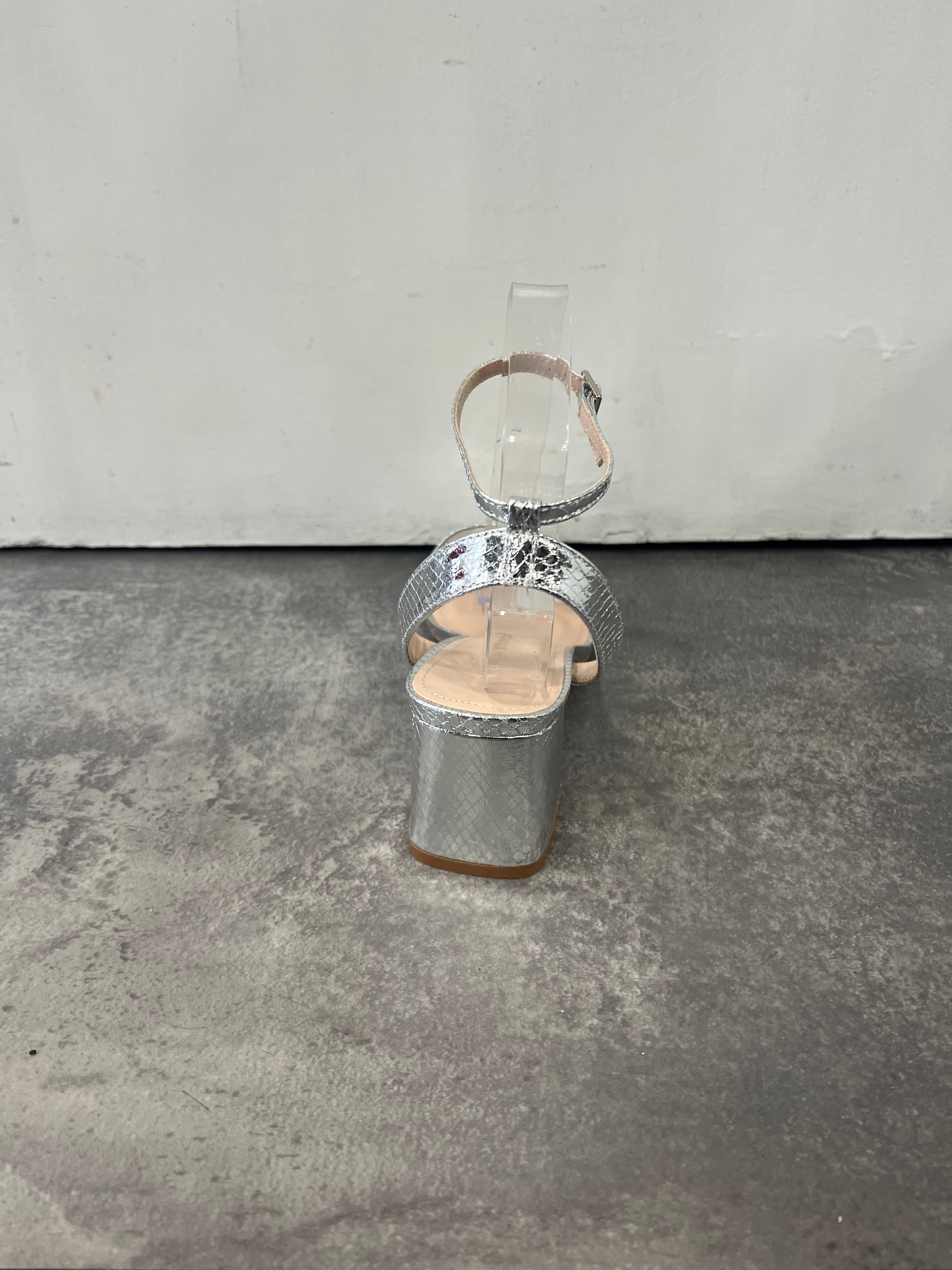 Ideal prom ankle strap prom shoe silver