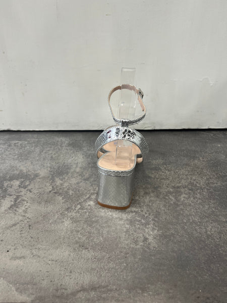 Ideal prom ankle strap prom shoe silver