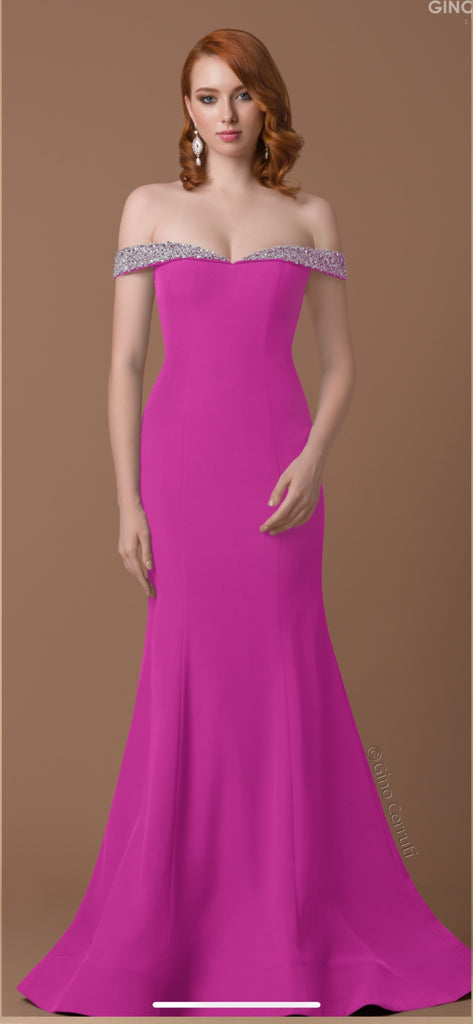 Gino Cerruti Off the shoulder beaded Dress 2020B Pink