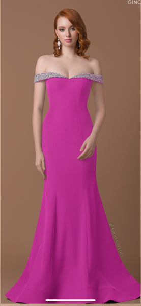 Gino Cerruti Off the shoulder beaded Dress 2020B Pink