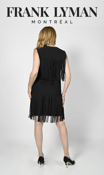 Frank lyman 236672u black fringe dress