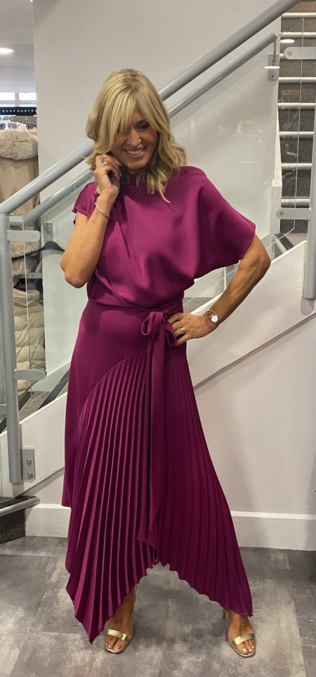 KEVAN JON KYOTO FLO PINK DELAUNEY SCUBA KNEE LENGTH DRESS