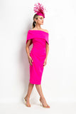 KEVAN JON KYOTO FLO PINK DELAUNEY SCUBA KNEE LENGTH DRESS