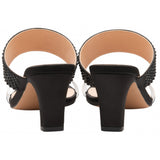 Ravel Black Satin & Diamante Dorea Mule Shoes