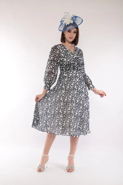 Lizabella 23SS 2649-41 chiffon navy spot