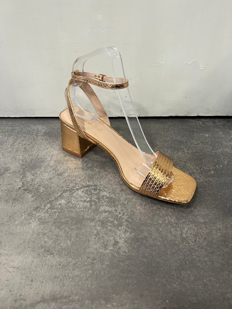 Ideal prom ankle strap prom shoe rose gold