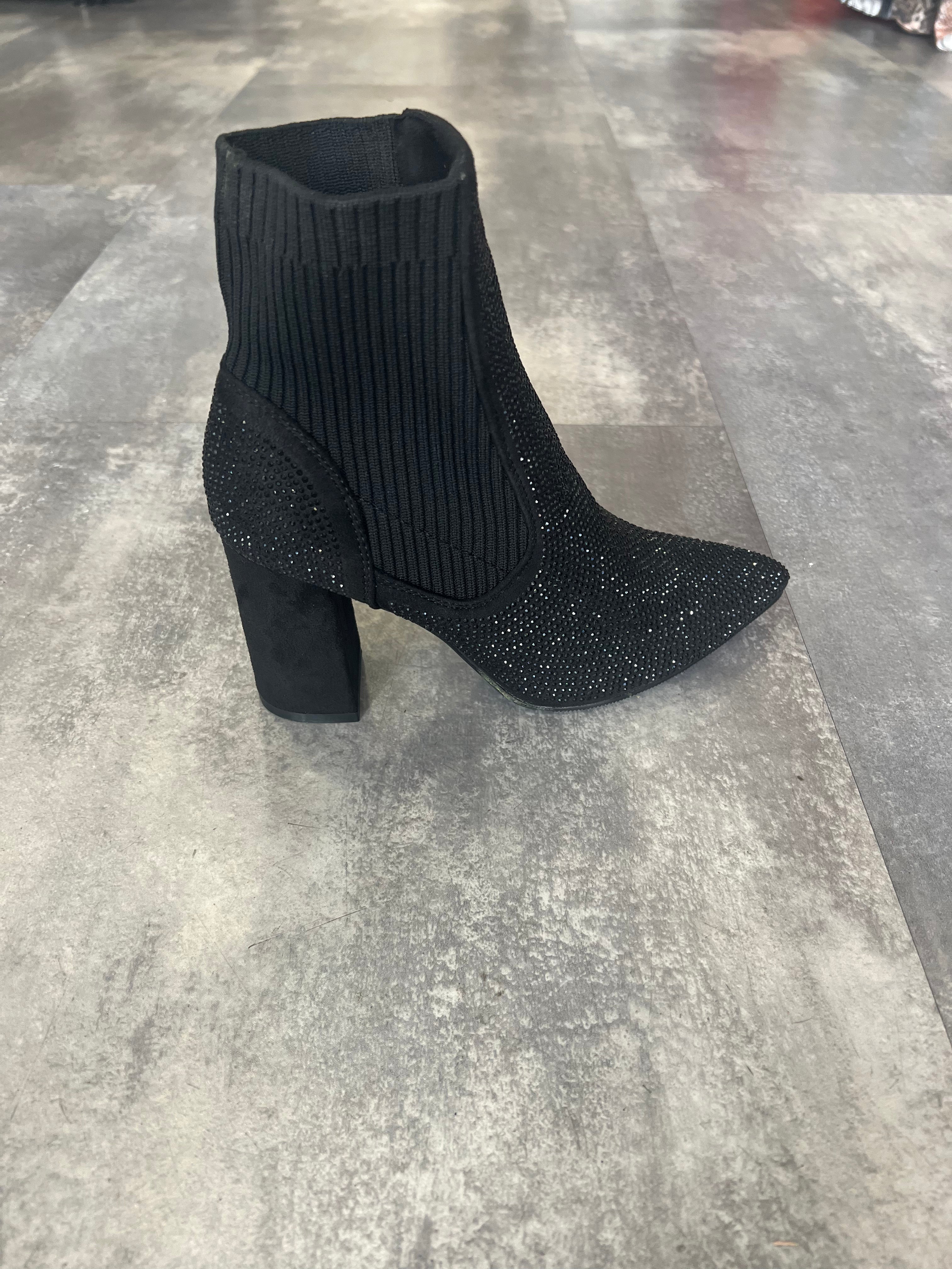 Diamanté sock boot