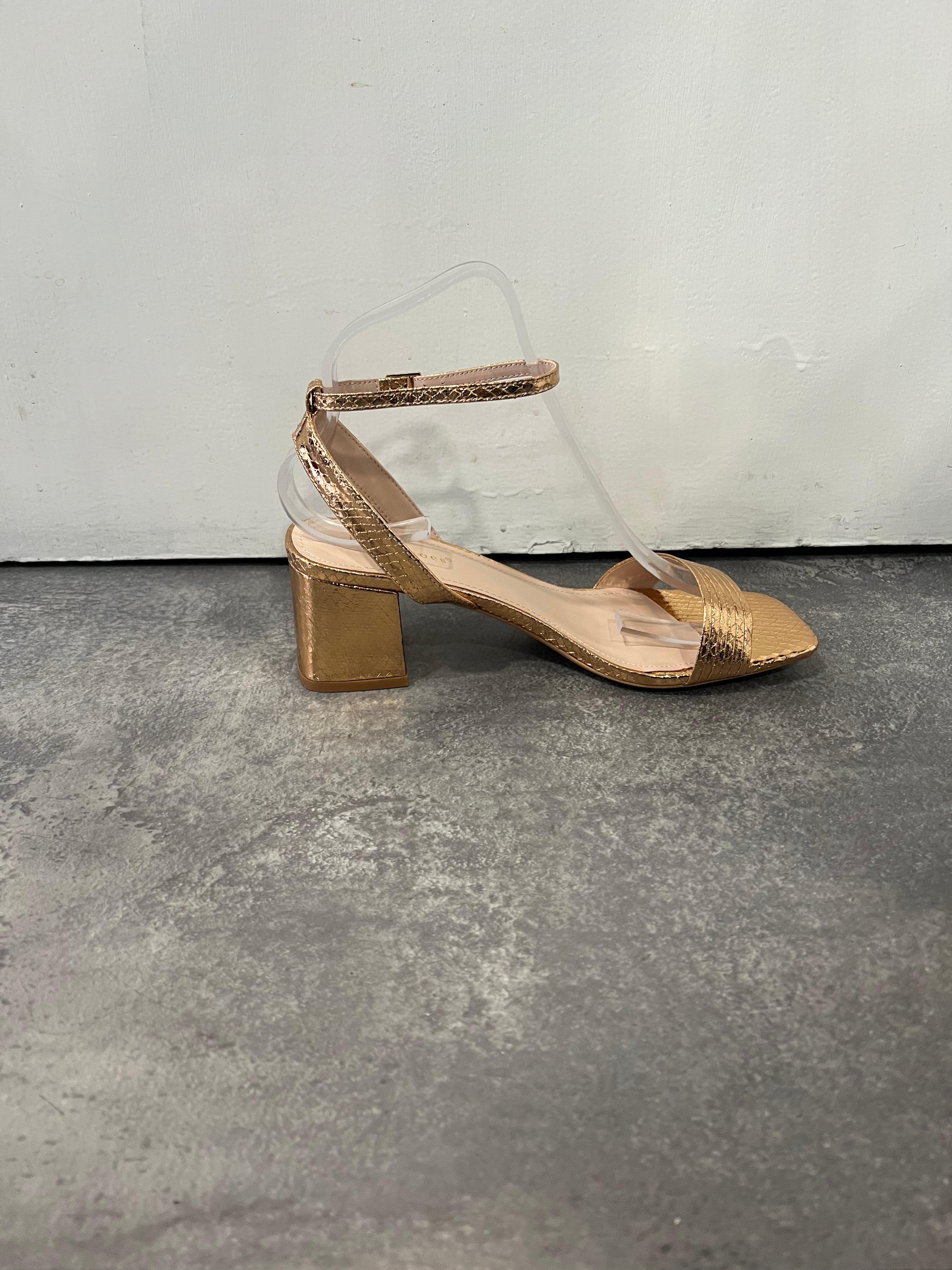 Ideal prom ankle strap prom shoe rose gold