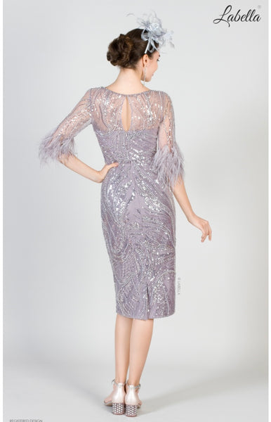 Labella by Gino Cerruti 8025E Feather Sleeve Dress lilac