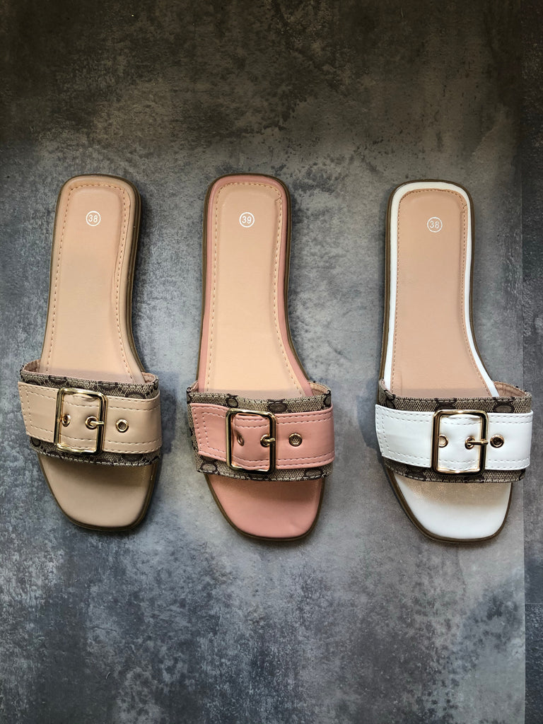Print Buckle Flip Flops